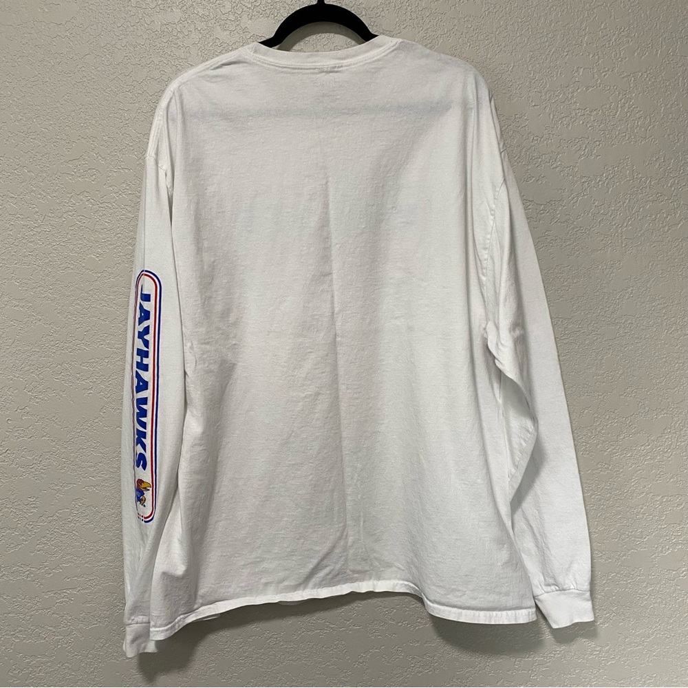 Hanes Unisex 2XL White University of Kansas Jayhawks Spell Out Long Sleeve Shirt - Picture 7 of 7
